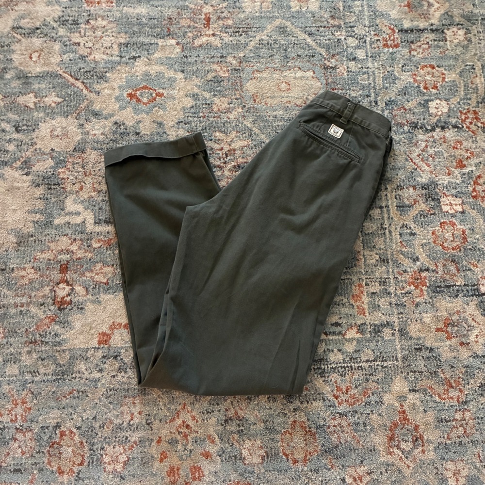 Vtg Chaps Ralph Lauren Pants Mens 32x34 Pleated Chinos Green Preppy Old Money